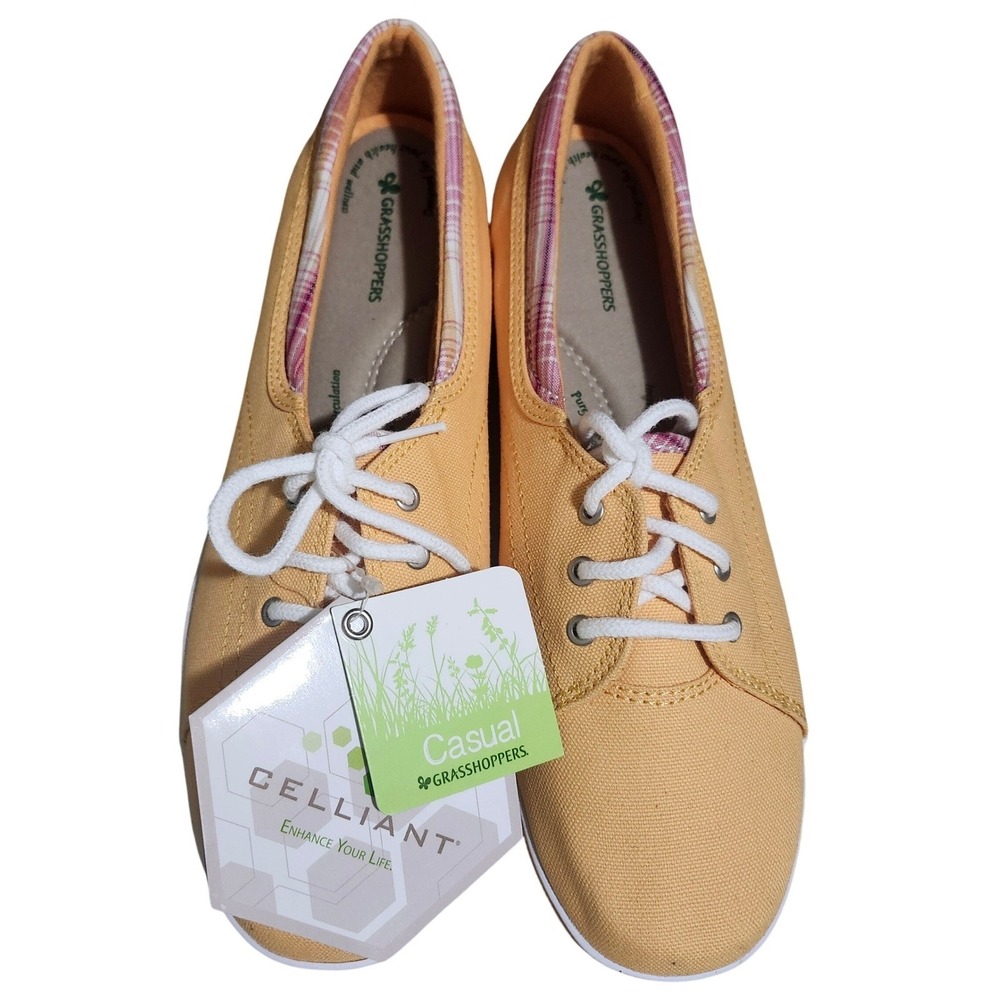 NWT Grasshoppers Cloudsteppers Breeze II Canvas Sneakers Yellow Celliant Sz‎ 8.5